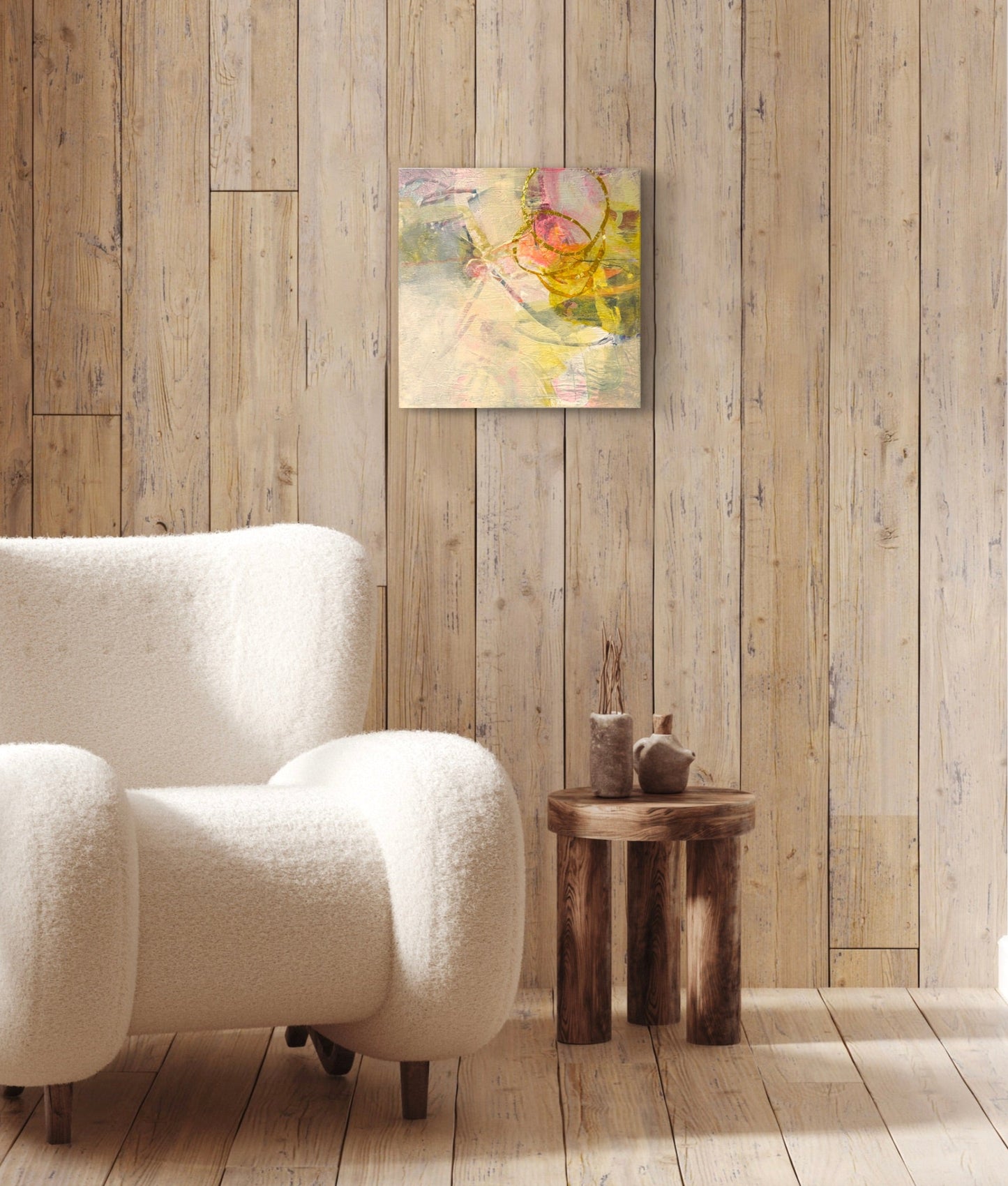 Canvas original of "All That Glitters" as seen hanging on a wall