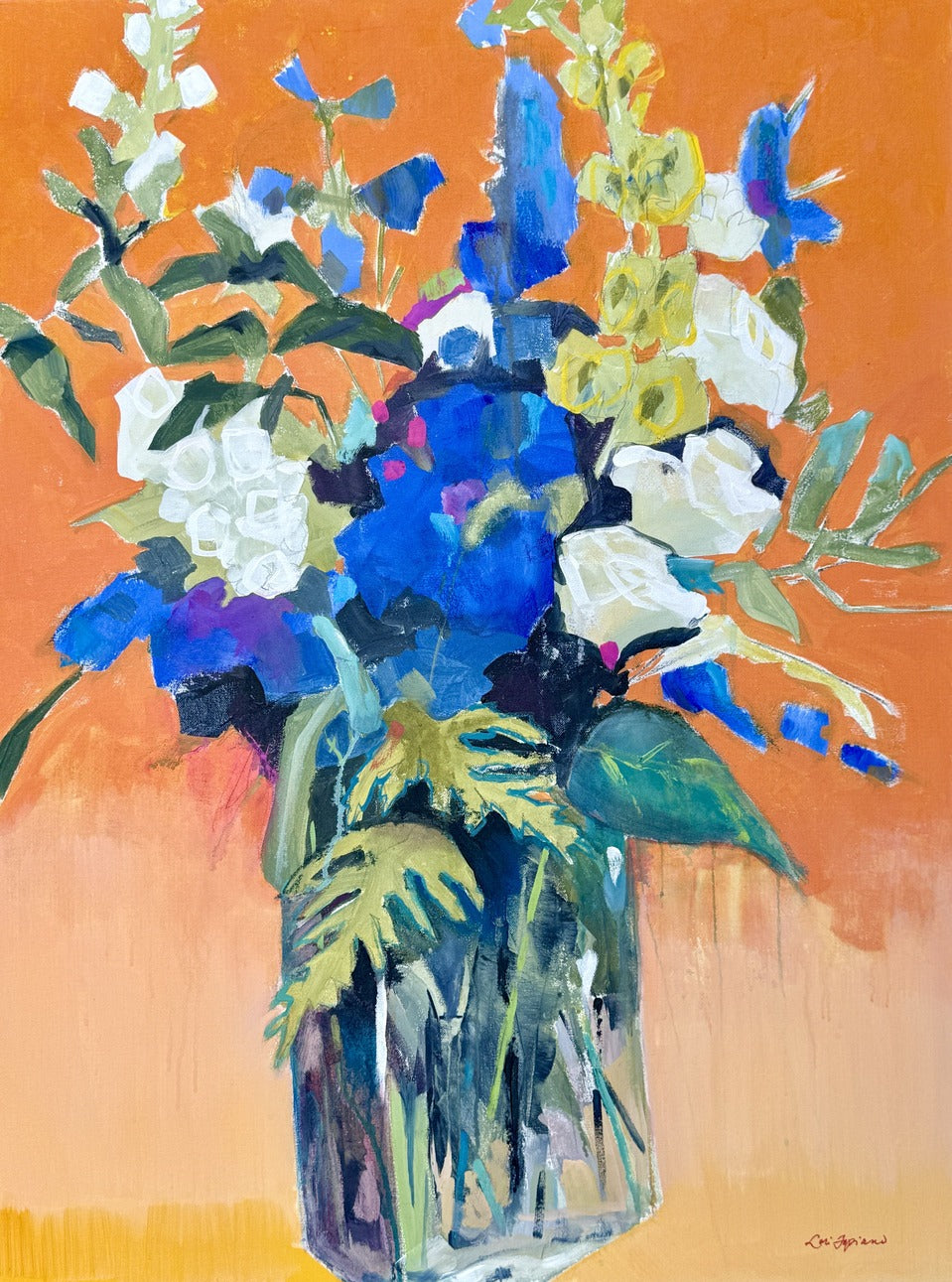 Touch of The Blues - Floral Still Life Painting 40x30 - Lori