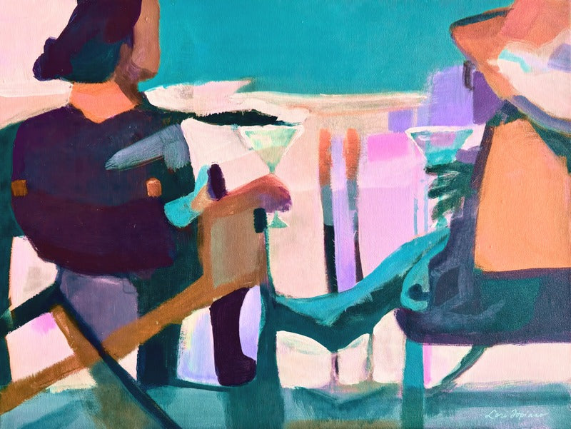 Cocktails At Four Print (teal version)