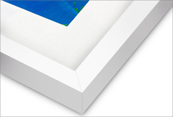 Close up view of white frame