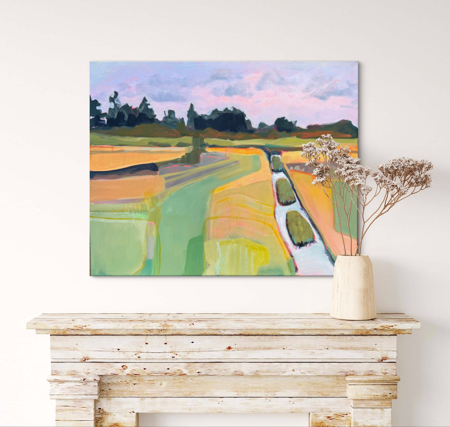 Painting "One Fine Day" as seen above a mantle