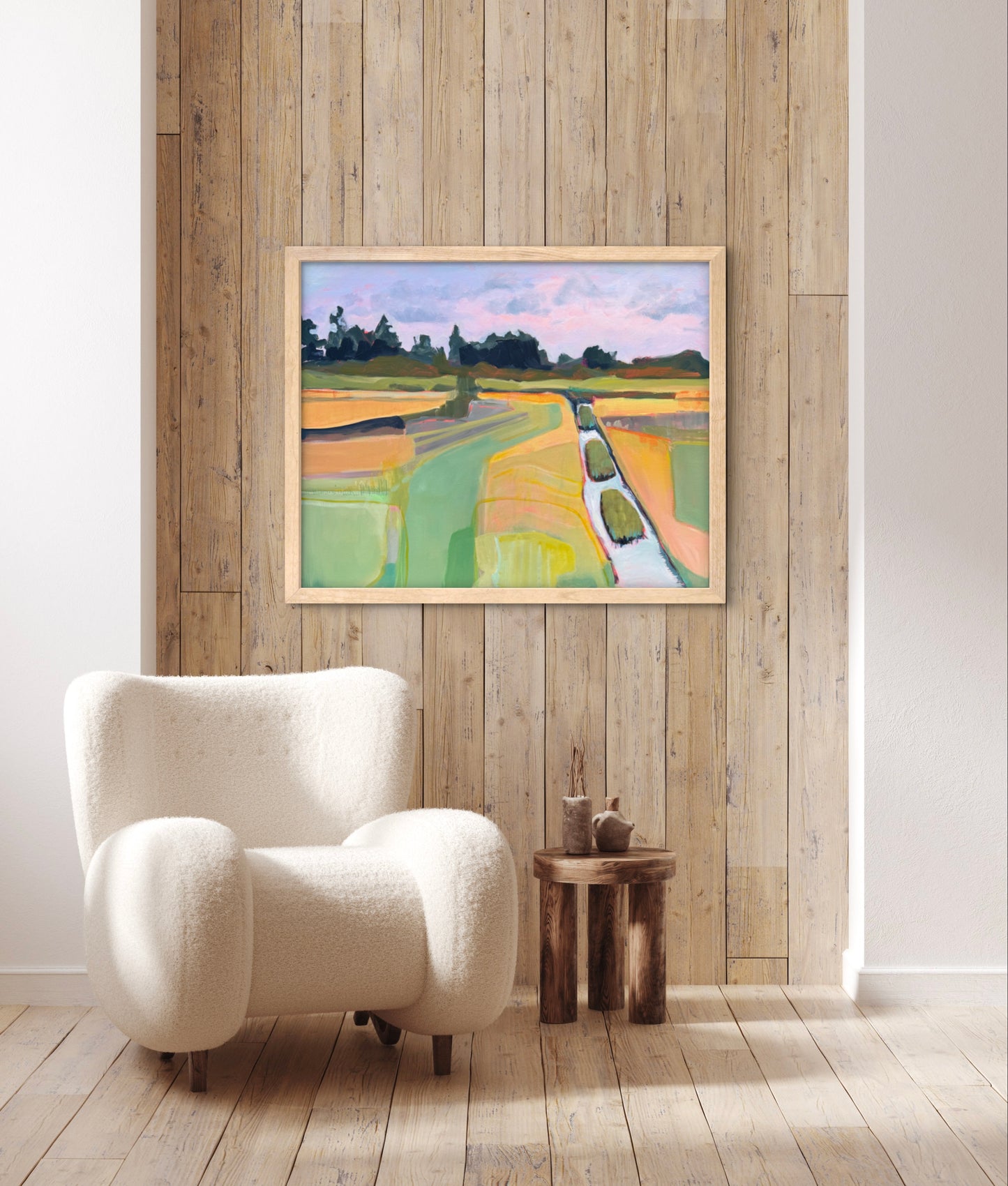 Painting "One Fine Day" as seen in a frame