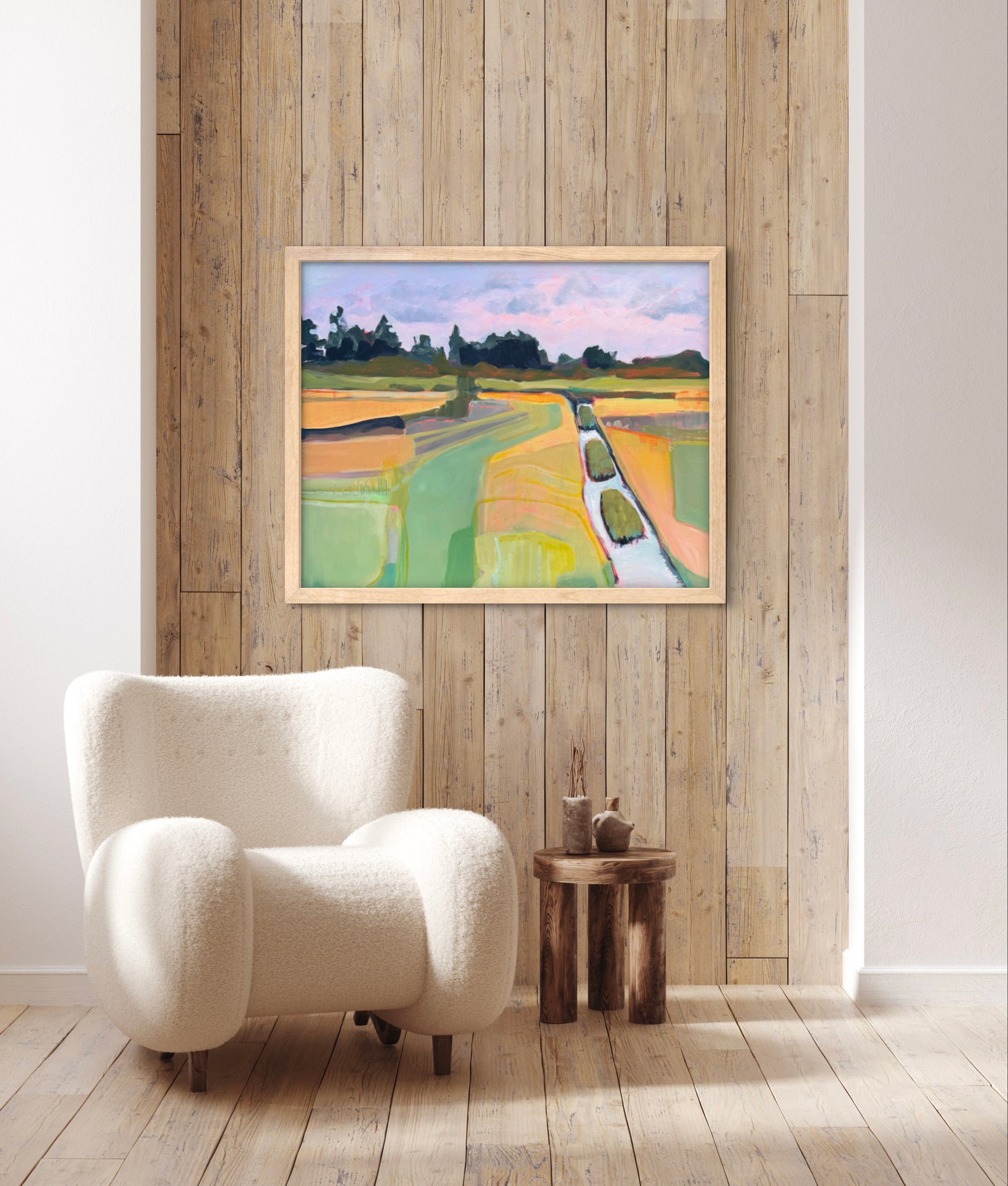 Painting "One Fine Day" as seen in a frame